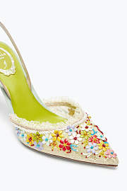 Rene Caovilla Bloom Slingback Pumps – Multicolor Crystal Embellished Heels - 3