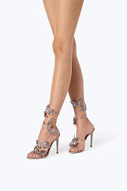 Rene Caovilla Fairy Sandals – Pink and Silver Crystal Embellished Heels - 6