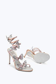 Rene Caovilla Fairy Sandals – Pink and Silver Crystal Embellished Heels - 5