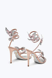 Rene Caovilla Fairy Sandals – Pink and Silver Crystal Embellished Heels - 4