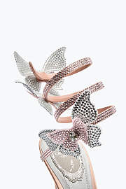 Rene Caovilla Fairy Sandals – Pink and Silver Crystal Embellished Heels - 3