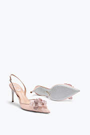 Rene Caovilla Floriane Slingback Pumps – Powder Pink Crystal Embellished Heels - 2