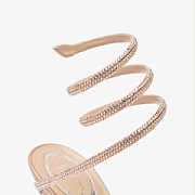 Rene Caovilla Cleo Platform Sandals – Nude Satin Crystal-Embellished Spiral Heels - 2