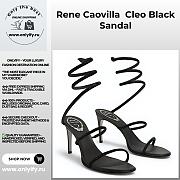 Rene Caovilla Cleo Sandals – Black Satin Crystal-Embellished Spiral Heels - 1