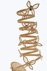 Rene Caovilla Cleo Sandals – Gold Crystal-Embellished Heels with Floral Spiral Wrap - 2