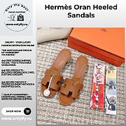 Hermès Oran Heeled Sandals – Tan Leather “H” Slides with Block Heel - 1