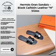 Hermès Oran Sandals – Black Calfskin Leather “H” Slides - 1