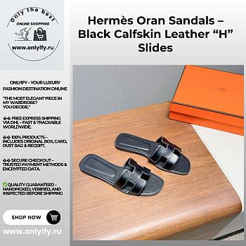 Hermès Oran Sandals – Black Calfskin Leather “H” Slides