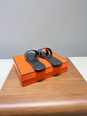 Hermès Oran Sandals – Black Calfskin Leather “H” Slides - 6