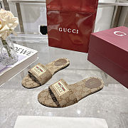 Gucci GG Supreme Canvas Slide Sandals – Beige/Ebony - 3