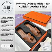 Hermès Oran Sandals – Tan Calfskin Leather Slides - 1