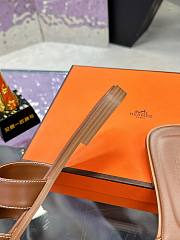 Hermès Oran Sandals – Tan Calfskin Leather Slides - 4
