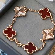 Alhambra-Inspired Clover Bracelet – Red Stone & Gold Titanium - 5