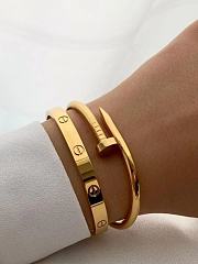 Nail-Inspired Minimalist Bangle – Gold Titanium Finish - 3