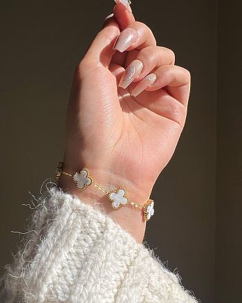 White Alhambra Clover Bracelet – Van Cleef & Arpels Inspired