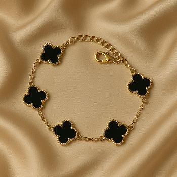 Black Alhambra Clover Bracelet – Van Cleef & Arpels Inspired