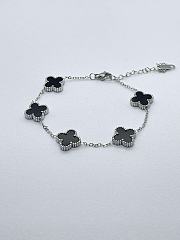 Silver Black Clover Bracelet – Van Cleef & Arpels Inspired - 1