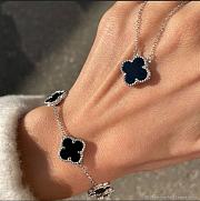 Silver Black Clover Bracelet – Van Cleef & Arpels Inspired - 4