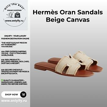 Hermès Oran Sandals Beige Canvas Fringe – Women's Flat Slide Sandals H251069Z A3350