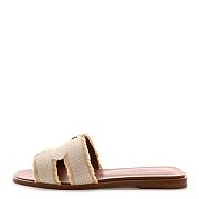 Hermès Oran Sandals Beige Canvas Fringe – Women's Flat Slide Sandals H251069Z A3350 - 6
