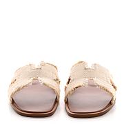 Hermès Oran Sandals Beige Canvas Fringe – Women's Flat Slide Sandals H251069Z A3350 - 4