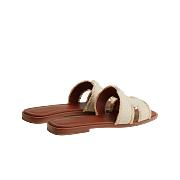 Hermès Oran Sandals Beige Canvas Fringe – Women's Flat Slide Sandals H251069Z A3350 - 3