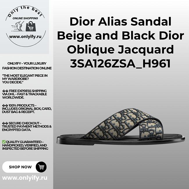 Dior Alias Sandal Beige and Black Dior Oblique Jacquard 3SA126ZSA_H961 - 1