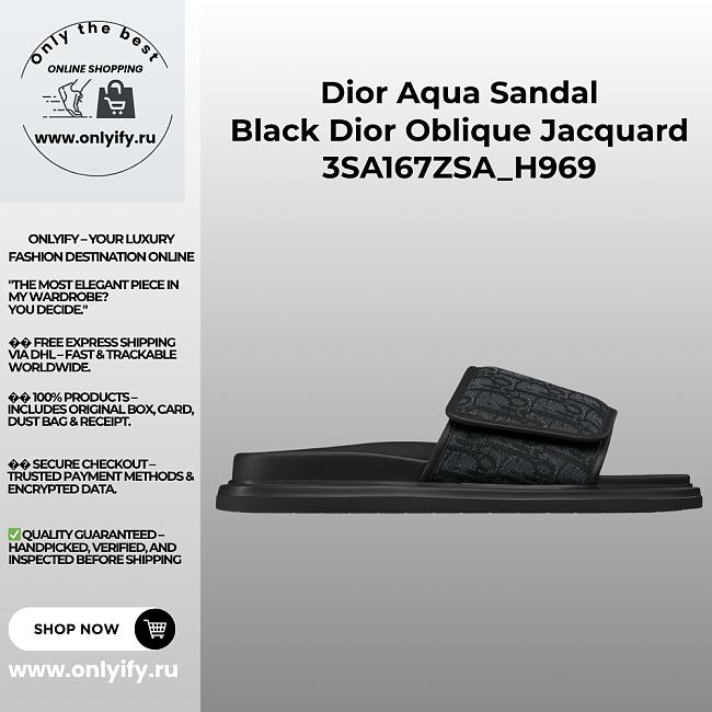 Dior Aqua Sandal Black Dior Oblique Jacquard 3SA167ZSA_H969 - 1