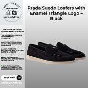 Prada Suede Loafers with Enamel Triangle Logo – Black - 1