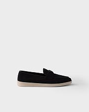 Prada Suede Loafers with Enamel Triangle Logo – Black - 6