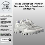 Prada Cloudbust Thunder Technical Fabric Sneakers – White/Grey - 1