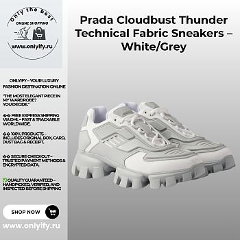 Prada Cloudbust Thunder Technical Fabric Sneakers – White/Grey