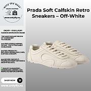 Prada Soft Calfskin Retro Sneakers – Off-White - 1