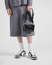 Prada Downtown Leather Low-Top Sneakers – Black & White - 3