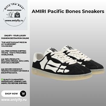 AMIRI Pacific Bones Sneakers – Black Suede with Bone Appliqué