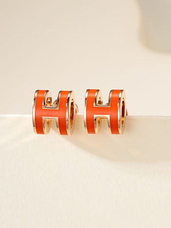 Hermès Mini Pop H Earrings – Orange & Gold