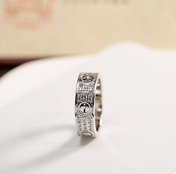 Cartier-Inspired Love Ring with Full Pavé Crystals – Rose Gold & Silver