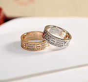 Cartier-Inspired Love Ring with Full Pavé Crystals – Rose Gold & Silver - 6