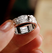 Cartier-Inspired Love Ring with Full Pavé Crystals – Rose Gold & Silver - 4