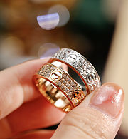 Cartier-Inspired Love Ring with Full Pavé Crystals – Rose Gold & Silver - 2