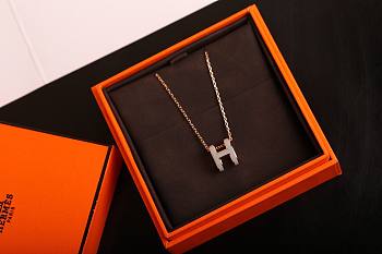Hermès Mini Pop H Pendant Necklace – White Enamel & Gold-Plated