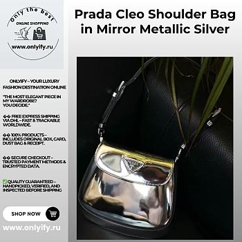 Prada Cleo Shoulder Bag in Mirror Metallic Silver