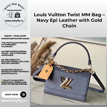 Louis Vuitton Twist MM Bag – Navy Epi Leather with Gold Chain