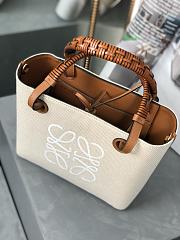 Loewe Anagram Tote Bag – White Canvas & Tan Leather - 5