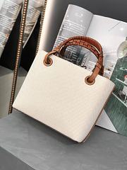 Loewe Anagram Tote Bag – White Canvas & Tan Leather - 4