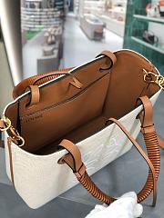 Loewe Anagram Tote Bag – White Canvas & Tan Leather - 3