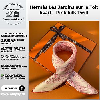 Hermès Les Jardins sur le Toit Scarf – Pink Silk Twill 90X90