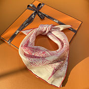 Hermès Les Jardins sur le Toit Scarf – Pink Silk Twill 90X90 - 6