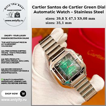 Cartier Santos de Cartier Green Dial Automatic Watch – Stainless Steel