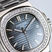 Patek Philippe Nautilus Diamond Bezel Stainless Steel Watch – Blue Textured Dial - 2